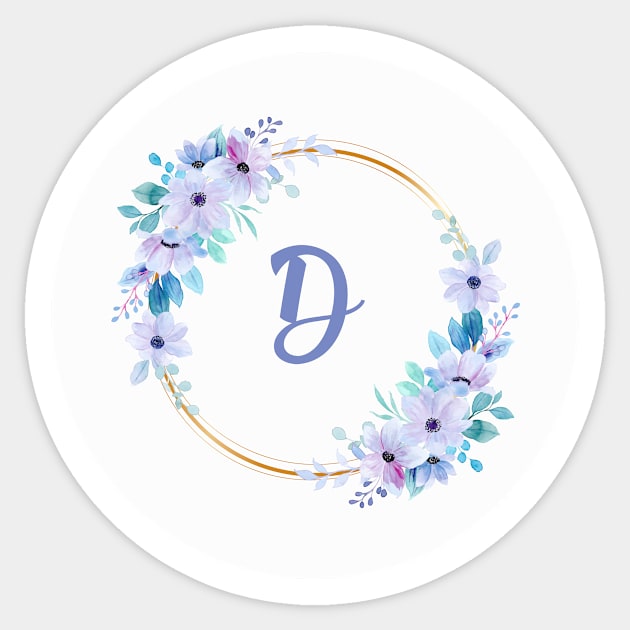 Floral Monogram Initial "Letter D" Popsocket Sticker by JustBeFantastic